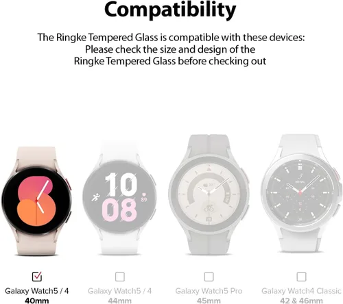 Miniatura 2 de Ringke Vidrio para bisel [4 unidades] Compatible con Samsung Galaxy Watch 4 Protector de pantalla (1.575 pulgadas), vidrio templado, dureza 9H