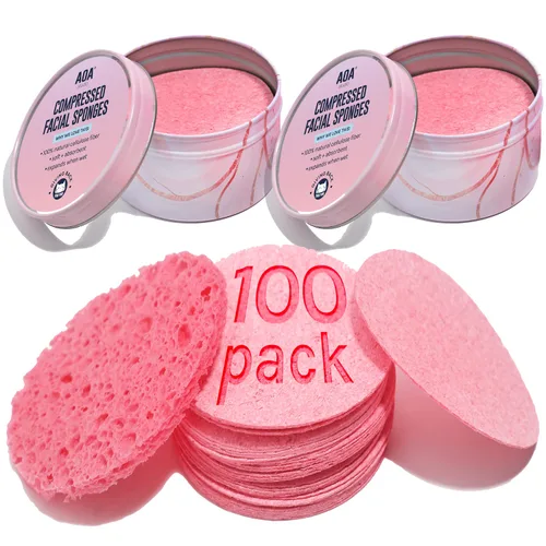 Miniatura 11 de AOA Studio 50 esponjas faciales comprimidas, esponjas cosméticas 100% naturales para limpieza facial, mascarilla exfoliante, quitar para maquillaje