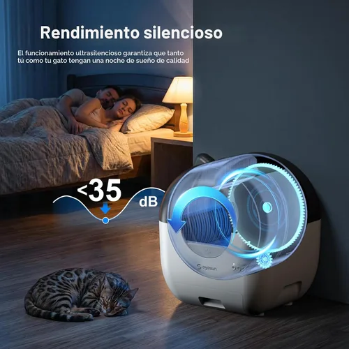 Miniatura 9 de Caja de arena autolimpiante, caja de arena automática para gatos de 76 litros con control de aplicación, bajo ruido, protección de seguridad, bolsas