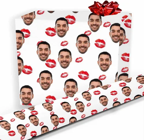 Miniatura 29 de Papel de regalo personalizado, divertido papel de regalo para cara, foto, nombre, Día del Padre, rollo de regalo para papá, hombres, mujeres, niños