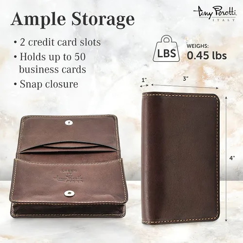 Miniatura 2 de Tony Perotti Italian Leather Business Card Holder for Men and Women - Eco-Friendly Vegetable-Tanned Full Grain Leather Business Card Wallet Made in