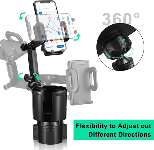 Miniatura 4 de This Hill Expansor de portavasos para automóvil, base ajustable con soporte para teléfono, rotación de 360°, soporte para teléfono celular
