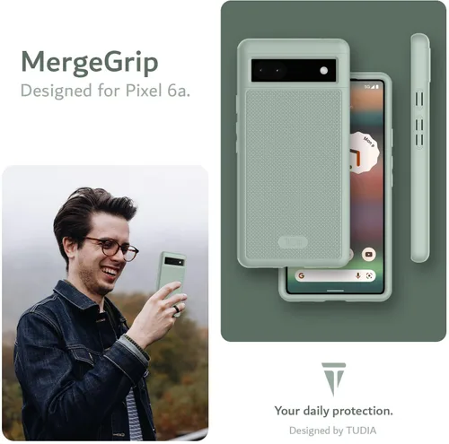 Miniatura 7 de TUDIA MergeGrip [grado militar] Funda protectora para Google Pixel 6a (2022), [probada en caídas], de doble capa, a prueba de golpes, delgada, Green