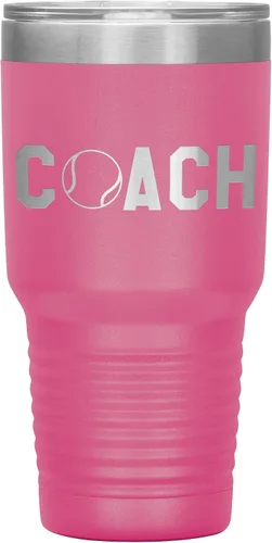 Miniatura 9 de Vaso de entrenador de tenis – Regalo de entrenador de tenis de 30 onzas con aislamiento de acero inoxidable grabado, color negro