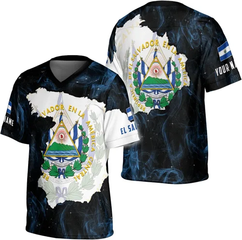 Miniatura 9 de Camiseta de fútbol de El Salvador personalizada de El Salvador Jersey de fútbol de El Salvador para hombres, camisas de El Salvador 3D