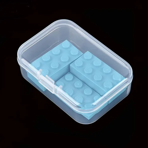 Miniatura 7 de 100 unidades de cajas de almacenamiento rectangulares mini de plástico transparente con tapa con bisagras para cuentas y otros artículos pequeños