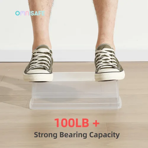 Miniatura 6 de Paquete de 12 cajas de almacenamiento de plástico apilables de 6 cuartos de galón, contenedor anestable sin BPA para organizar zapatos, caja