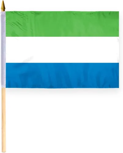 Miniatura 9 de AGAS - Bandera de cortesía de Sierra Leona de 12 x 18 pulgadas, mini bandera de Sierra Leona, de nailon pesado, ojales de latón con doble costura