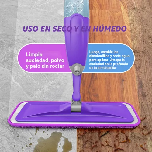 Miniatura 4 de HOMTOYOU - Trapeadores de aerosol para limpieza de pisos: mopa húmeda para madera dura, azulejos, laminados, vinilo - 3 almohadillas de microfibra