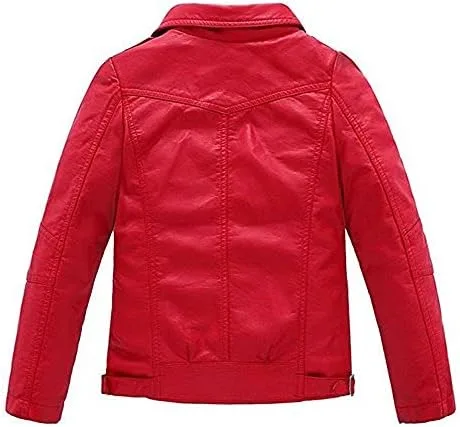 Miniatura 4 de LMYOVE Chaqueta de piel sintética con cuello para niños de piel sintética con cremallera para exteriores para niños y niñas