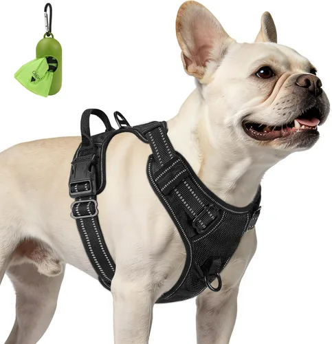 Joytale Arnés sin tirones para perros pequeños, chaleco reflectante para mascotas con clip frontal, arnés acolchado suave ajustable con asa de fácil