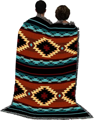 Miniatura 3 de Pure Country Weavers Manta Anatolia inspirada en los nativos americanos del suroeste, manta de tapiz de regalo tejida de algodón, fabricada