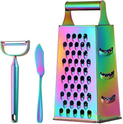 Miniatura 6 de Rallador de caja de 4 lados para cocina, rallador de queso de acero inoxidable con asa, cortador de verduras multifunción para queso, jengibre