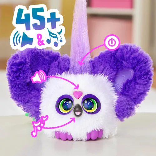 Miniatura 6 de Furby Furblets Bam-Boo Mini Friend, juguetes de peluche electrónicos para niñas y niños, panda, blanco y negro, habla furbish y reproduce música