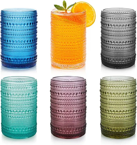 Miniatura 12 de HomeVogue Hobnail Juego de Vasos para Beber de 6, 12 onzas, Juego de Cristalería Vintage, Juego de Vasos de Cóctel, Vaso Tumbler de Agua Paquete