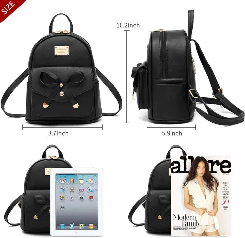 Miniatura 4 de Bonita mochila de piel con lazo para mujer