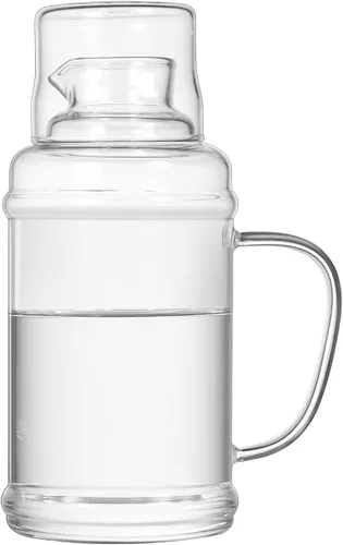 Miniatura 8 de Sizikato Jarra de agua clásica de vidrio ámbar de 36 onzas con vaso de cristal.