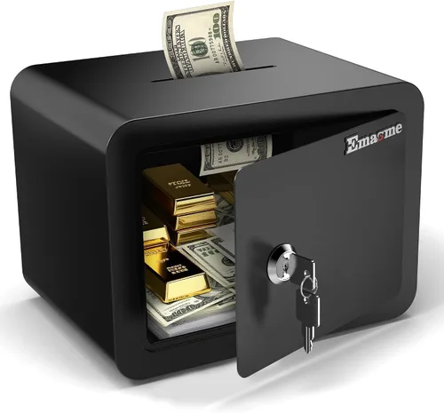 Caja fuerte pequeña, cajas fuertes tipo casillero con llave y ranura para monedas, pequeñas cajas fuertes para dinero, seguridad doméstica
