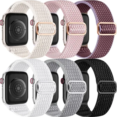 Miniatura 10 de Lerobo 6 Pack de Correas Trenzadas Compatibles con Apple Watch de 1.73, 1.77, 1.65, 1.93, 1.81, 1.61, 1.57 y 1.49 Pulgadas, Correas Deportivas
