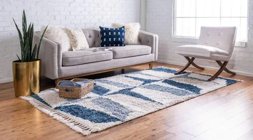 Miniatura 2 de Unique Loom Hygge Shag Collection - Alfombra moderna de inspiración marroquí, diseño geométrico, felpa y acogedora