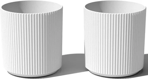Miniatura 13 de Veradek Serie Mason Demi Plantador - Plantador Grande Redondo para Patio/Balcón Interior o Exterior Hecho de Plástico y Hormigón con Agujeros