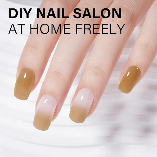 Miniatura 3 de AILLSA Esmalte de uñas de gel amarillo otoñal, esmalte de gel de hojas de otoño, esmalte de gel neutro translúcido nude de larga duración