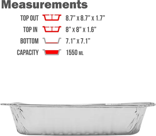 Miniatura 3 de Fig & Leaf Paquete de 35 moldes cuadrados para hornear pasteles de 8 x 8 pulgadas con tapas de cúpula de plástico, latas de papel de aluminio