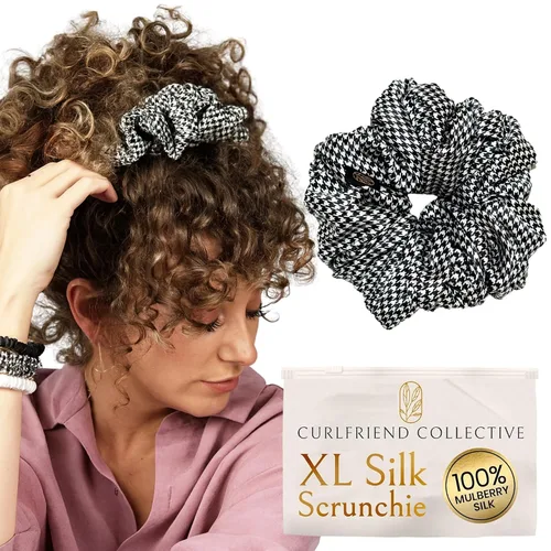 Miniatura 9 de Coleteros de seda para mujeres con moño – Coleteros de seda de morera extragrandes – Coleteros sin daños extra grandes para cabello rizado, grueso