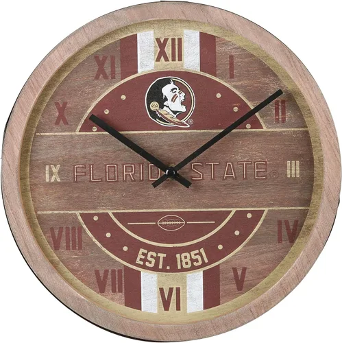 Miniatura 3 de FOCO NCAA Reloj de pared de barril de madera