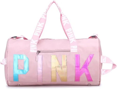 GUMII Bolsa deportiva grande para mujer, bolsa de lona rosa, bolsa de gimnasio, bolsa de viaje, bolsa de entrenamiento, bonita bolsa de