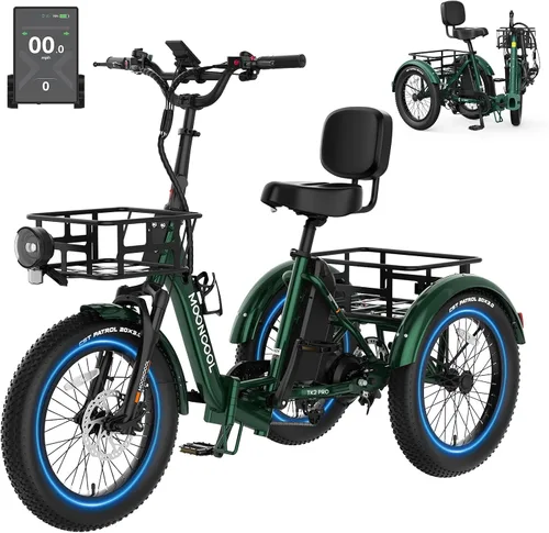 Miniatura 14 de MOONCOOL Electric Tricycle for Adults, 500W/750W Folding Electric Trike for Adults, 20"x3.0" Fat Tire 3 Wheel Electric Bike, Aluminum Frame