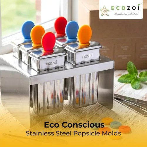 Miniatura 2 de Ecozoi Moldes de paletas de acero inoxidable, 6 mini máquinas de paletas, 6 varillas de acero inoxidable reutilizables, 12 sellos de silicona y 1