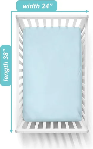 Miniatura 3 de American Baby Company Sábana bajera ajustable para mini cuna 100% algodón natural, de 38" x 24", suave y transpirable, sábana pequeña tipo nido Azul