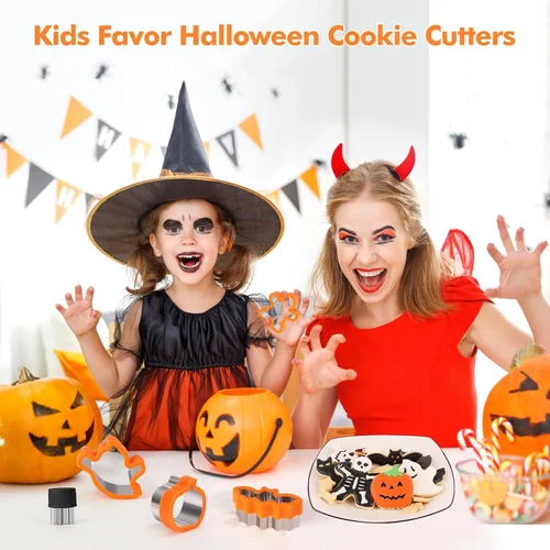 Miniatura 2 de NPET 10 cortadores de galletas de Halloween para el almuerzo de los niños, cortadores de sándwiches de almuerzo para niños sin cortar, mantequilla