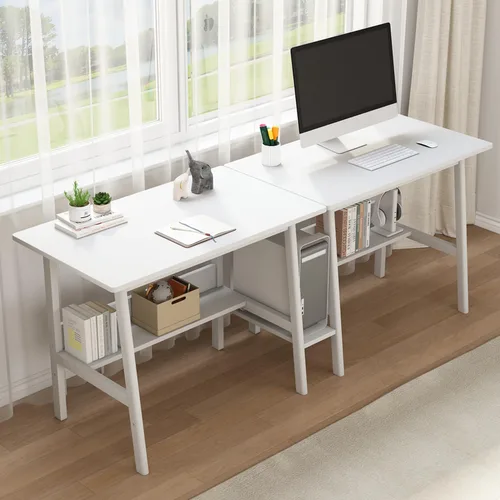 Miniatura 9 de NELYE Escritorio para 2 personas con estantería, mesa de trabajo de madera extra larga de 79 pulgadas, estación de trabajo para computadora