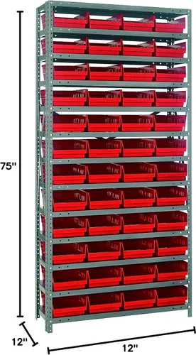 Miniatura 266 de Quantum QSBU-245BK Heavy Duty Shelving Unit with (7) Shelves and (24) QUS245 Black Bins for Garage Warehouse Storage Distribution 400 lb Load