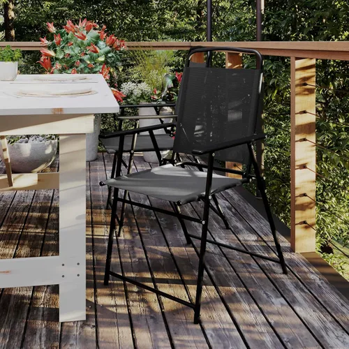 Miniatura 2 de Flash Furniture Mystic - Sillas plegables para patio, sillas de césped de textileno para exteriores con reposabrazos, juego de 2, color negro