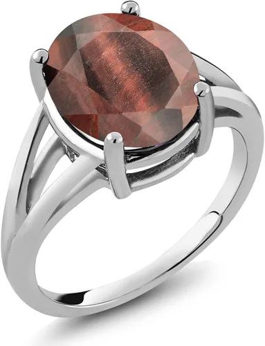 Miniatura 125 de Gem Stone King Anillo solitario con piedra preciosa de 3.00-7.00 quilates Plata de ley 925 Ovalado de 0.47 x 0.49 pulgadas Anillo