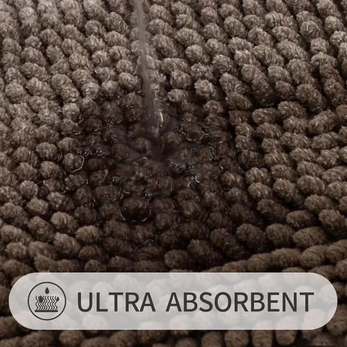 Miniatura 4 de Gibelle Juego de 2 alfombras de baño marrones, juego de alfombras de baño antideslizantes de felpilla, alfombra absorbente para ducha y baño, tapete