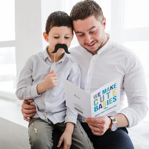 Miniatura 4 de Chenive Tarjeta de feliz primer día del padre para marido, divertida tarjeta del primer día del padre de parte de la esposa, ideas de regalo