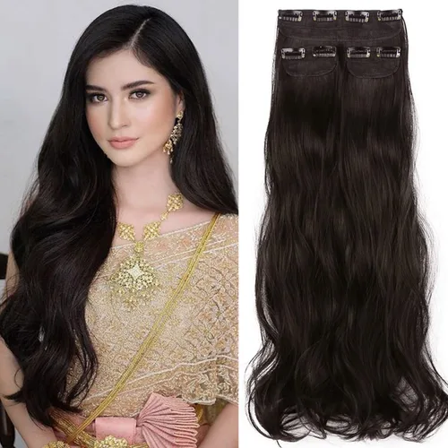 Miniatura 15 de Extensiones de cabello con pinzas, balayage, color marrón oscuro medio a rubio ceniza pálido, juego de 3 piezas, 16 pulgadas, 5.23 onzas, invisible