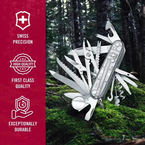 Miniatura 7 de Victorinox Swiss Champ - Cuchillo suizo del ejército, 33 funciones, navaja de bolsillo de fabricación suiza con hoja grande, destornillador, cincel