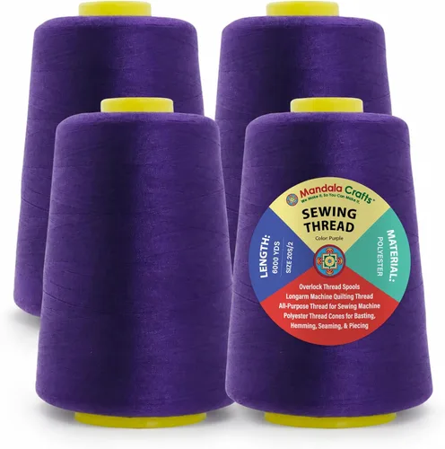 Miniatura 84 de Mandala Crafts 4 Pack of Serger Threads Cones Spools - 20S/2 24000 Yards Polyester Baby Blue Threads for Sergers Machine and Overlock Quilting