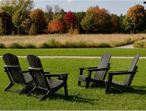 Miniatura 9 de FUNBERRY Juego de 6 sillas plegables Adirondack para todo tipo de clima, sillas para hogueras de polietileno de alta densidad con portavasos