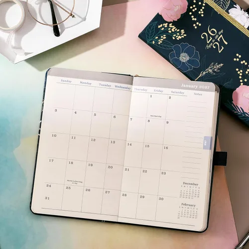 Miniatura 7 de Agenda 2026 - Agenda de bolsillo 2026, Agenda semanal y mensual 2026, 16 cm × 9.65 cm, ene 2026 - dic 2026, asa para bolígrafo, bolsillo trasero, 2