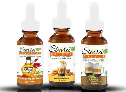 Stevia Drops Butterscotch, Irish Cream, & Maple Stevia Select Keto Coffee Sugar-Free Stevia Flavors Bundle (3) Pack