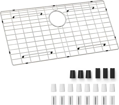 Miniatura 10 de Rejilla de fregadero de acero inoxidable y protectores para la parte inferior del fregadero de cocina, protector de fregadero de 24 x 12 pulgadas
