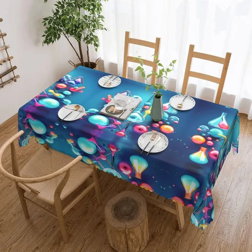 Miniatura 10 de Mantel rectangular de encaje de poliéster con diseño patriótico de camión del 4 de julio, 54 x 72 pulgadas, resistente a las arrugas, lavable