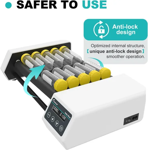 Miniatura 5 de Mezclador de tubo analógico digital con velocidad ajustable 20-80RPM, 6 rodillos con temporizador (1min-23h59min) y mezclador de rodillos