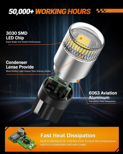 Miniatura 5 de SEALIGHT Bombillas LED 194 T10 6000K blancas, 1000% de brillo W5W 168 2825 de repuesto para luz de matrícula, luz de cúpula, luz de mapa, luz